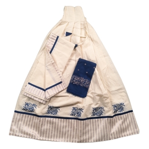 Semi Stitched Kasavu Davani Set