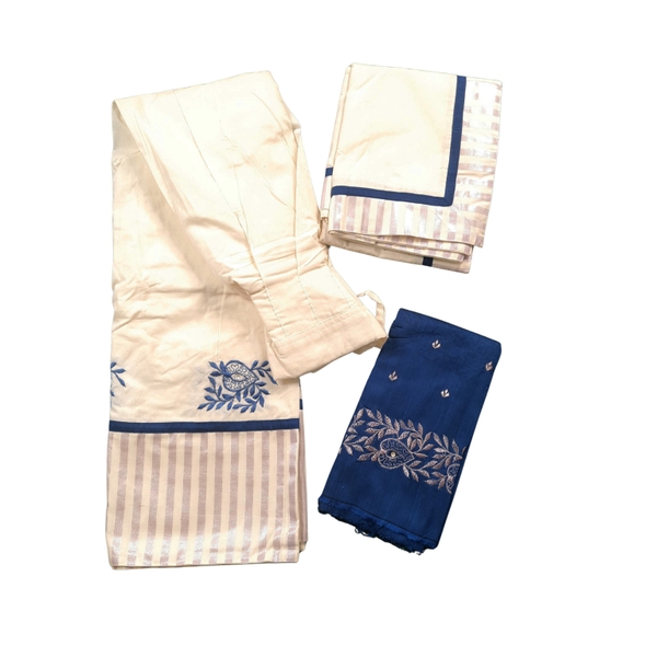 Semi Stitched Kasavu Davani Set thumbnail 2