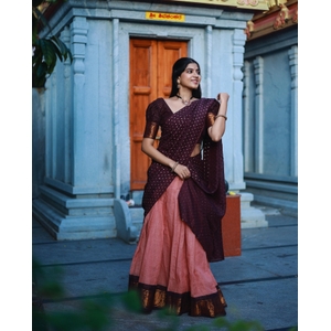 Madurai Cotton Zari Kattam Half Saree Material
