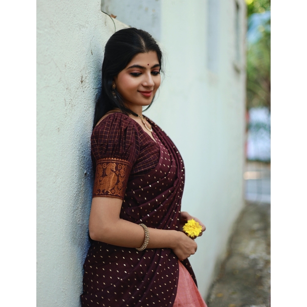 Madurai Cotton Zari Kattam Half Saree Material thumbnail 3