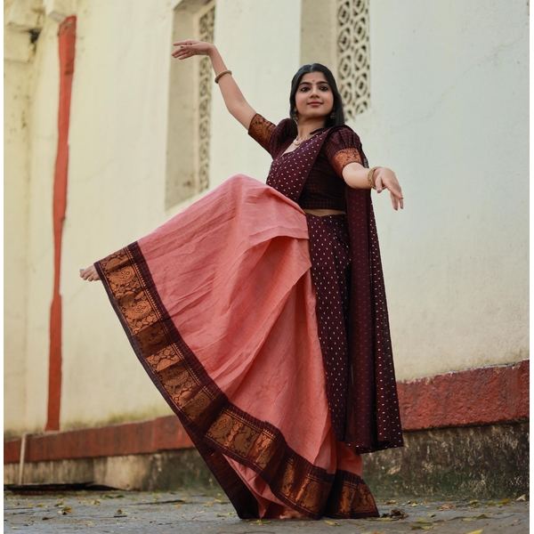 Madurai Cotton Zari Kattam Half Saree Material - image 7
