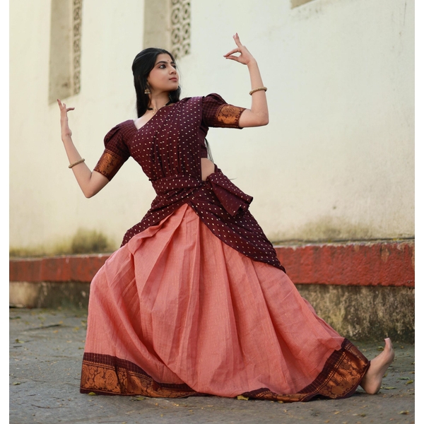 Madurai Cotton Zari Kattam Half Saree Material - image 8