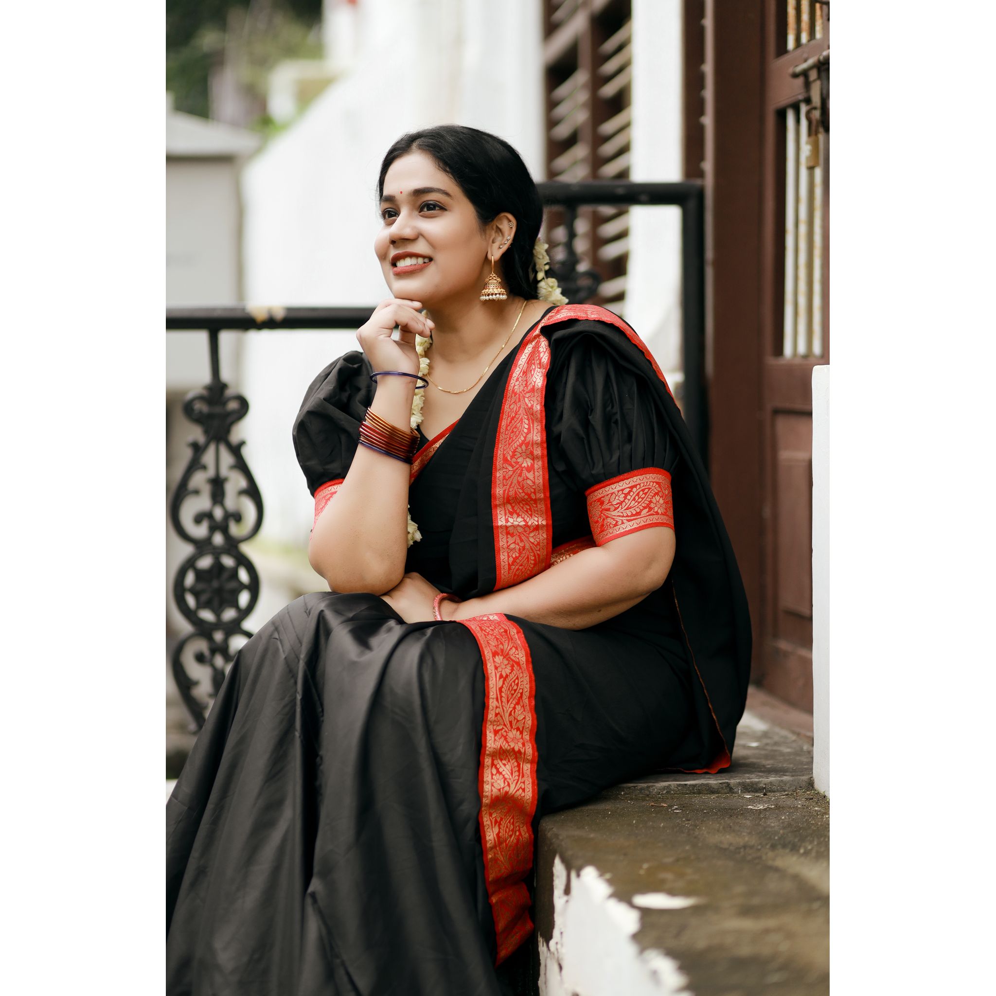 Stitched Traditional Half Saree in Gorgeous Bl;ack