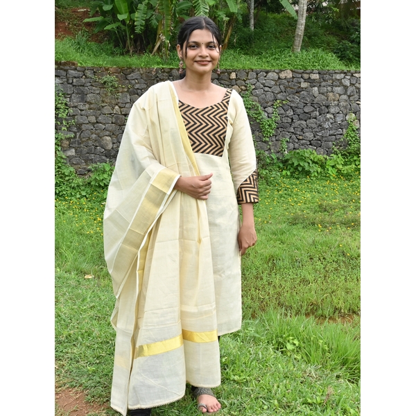 Ready To Wear Kasavu Kurti - image 1