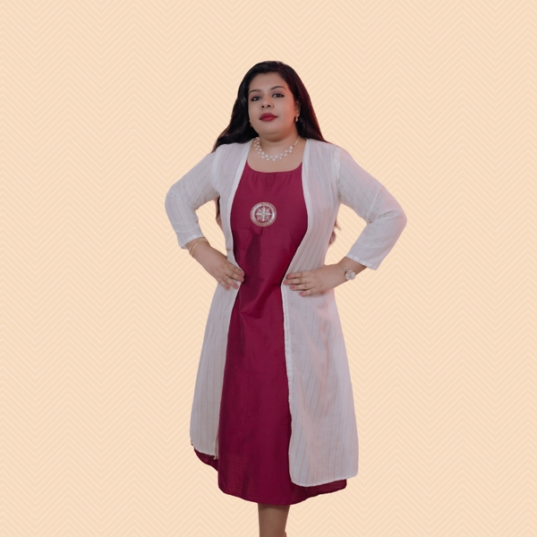 Embroidered Kurti With Ethnic Overcoat thumbnail 1
