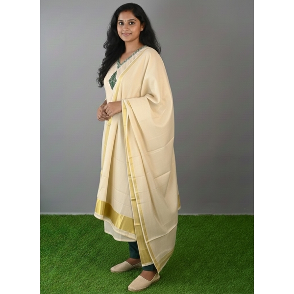  Kerala Kasavu Stitched Salwar Set - image 3