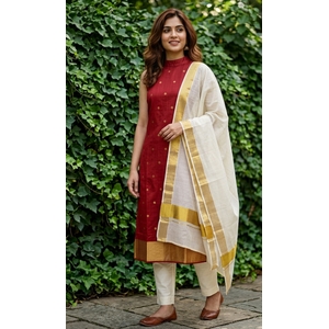Kerala Kasavu Kurti Set