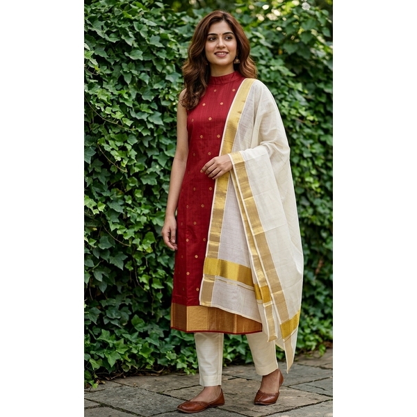 Kerala Kasavu Kurti Set