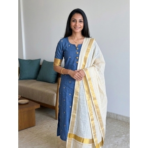 Kerala Kasavu Kurti Set