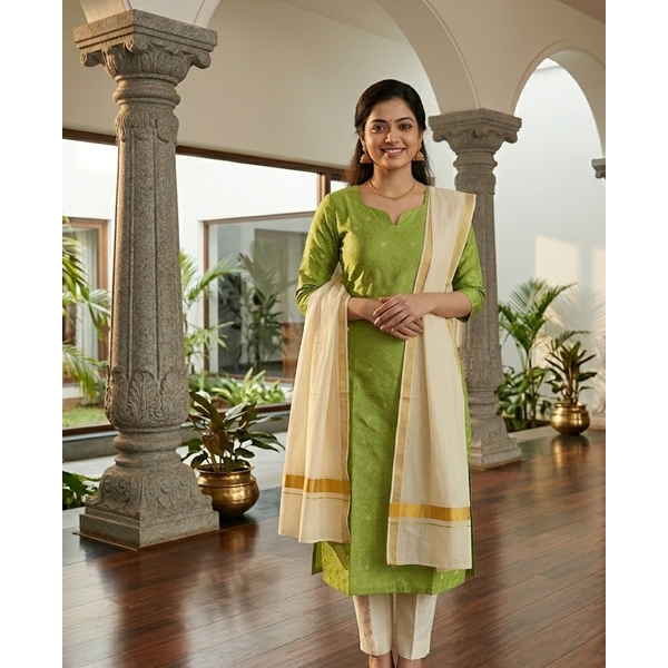 Kerala Kasavu Kurti Set - image 1