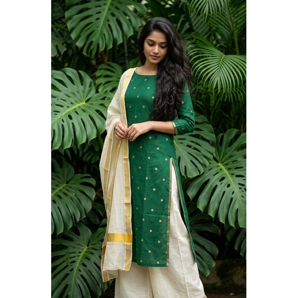 Kerala Kasavu Kurti Set