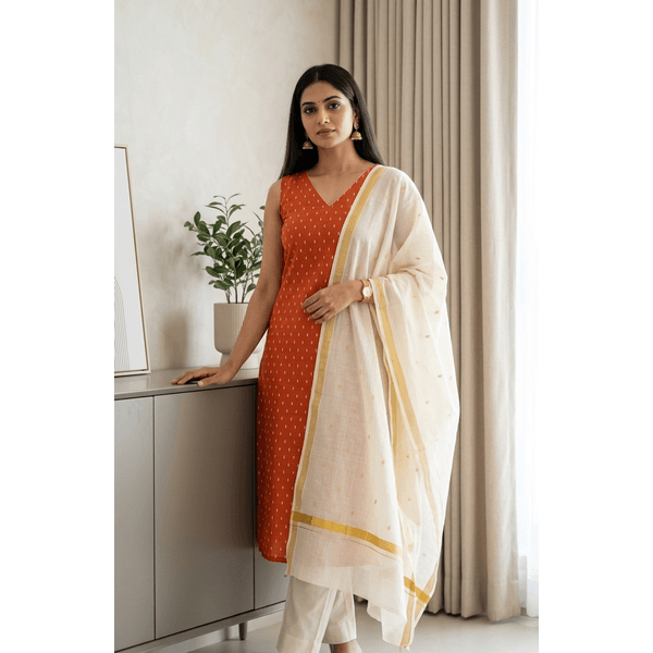 Kerala Kasavu Kurti Set