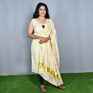 Kasavu Stitched Sleeveless Salwar