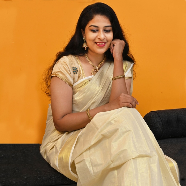 Ready to Wear Kerala Kasavu Saree Free Size thumbnail 3