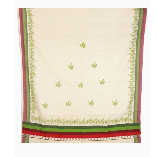 Cotton Kerala Saree With Floral Prints - image 3