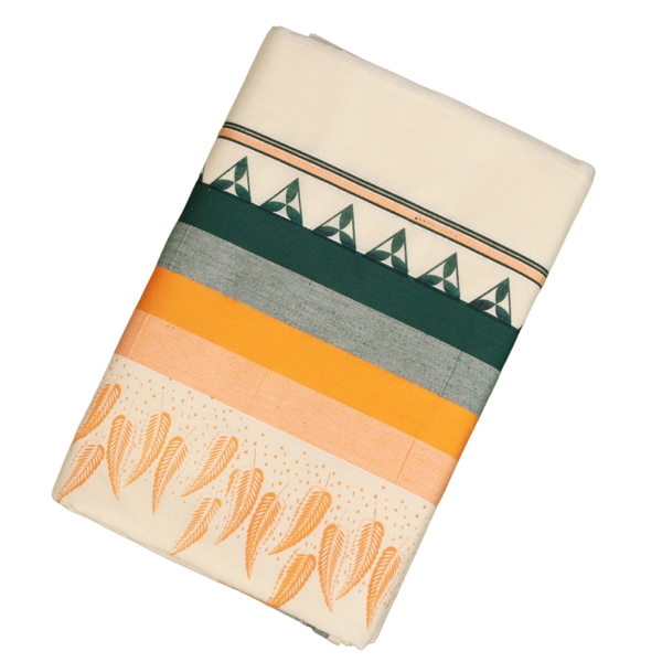 Cotton Kerala Saree With Floral Prints - image 1
