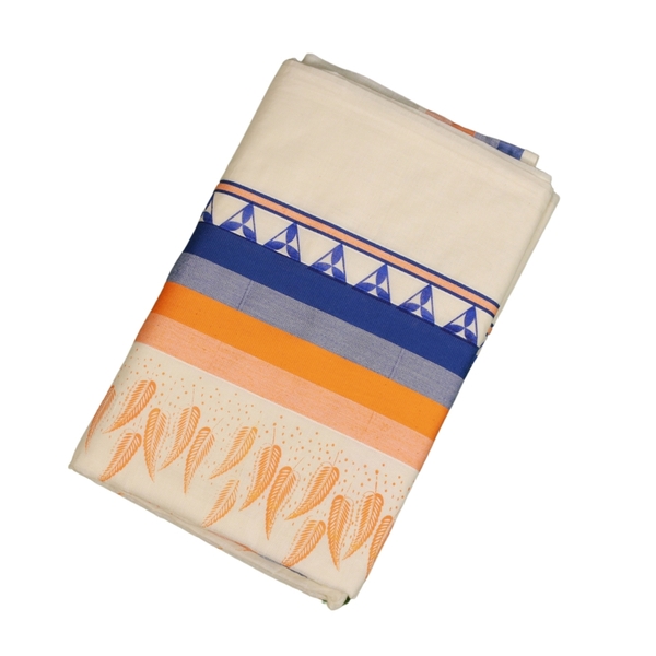 Cotton Kerala Saree With Floral Prints - image 1