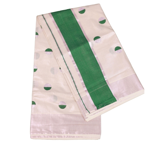 Pholka Dots Rose Gold Kerala Tissue Saree - image 2