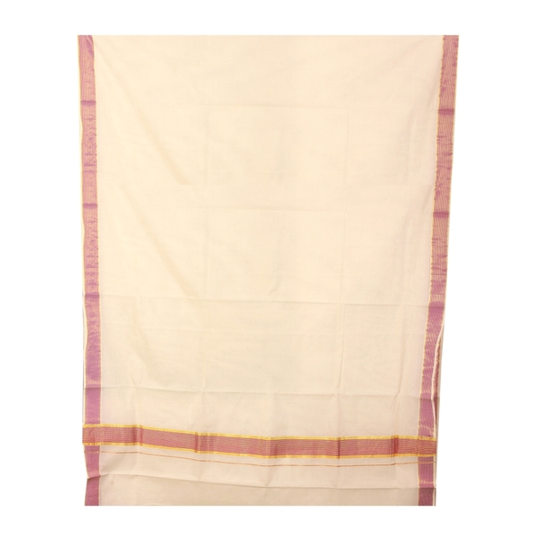 Cotton Set Saree Purple And Golden Border - image 3