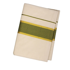 Cotton Set Saree Green And Golden Border