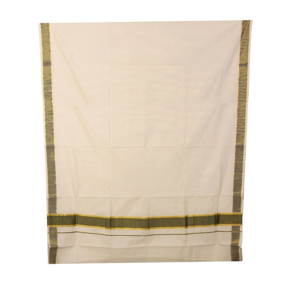 Cotton Set Saree Green And Golden Border - image 3