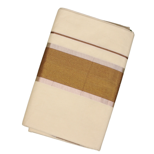 Cotton Set Saree Coffee Brown and Silver Border - image 1
