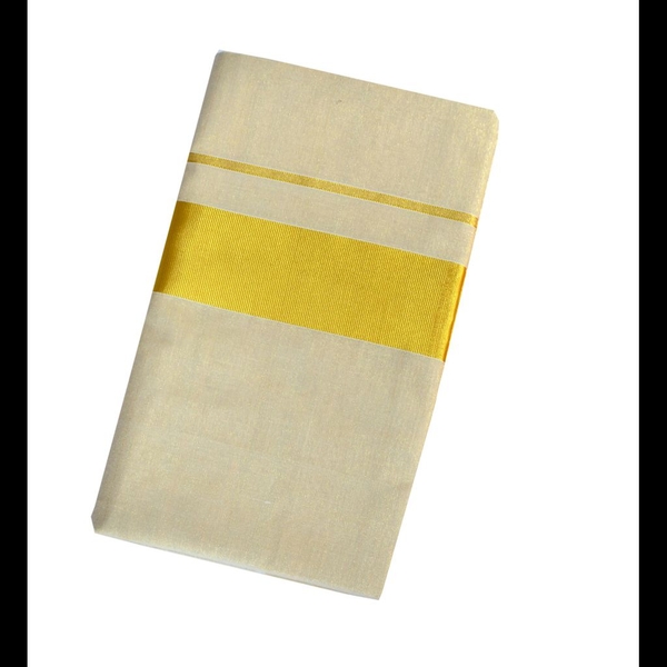 Ekatva Plain Tissue Saree With 3 Inch Golden Kasavu Border - image 2