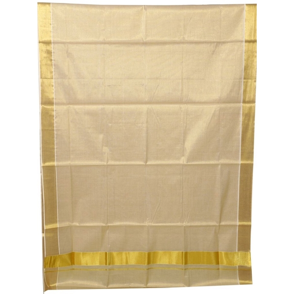 Ekatva Plain Tissue Saree With 3 Inch Golden Kasavu Border thumbnail 4