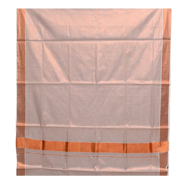 Kerala Tissue Saree With Copper Border - image 4