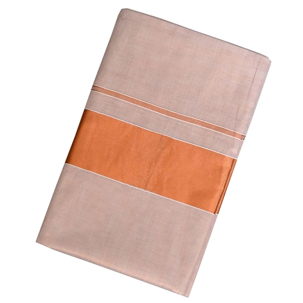 Kerala Tissue Saree With Copper Border - image 2
