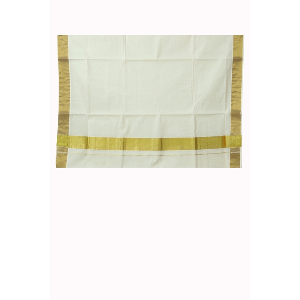 Traditional Cotton Kerala Saree With 3 inch Golden Border - image 4