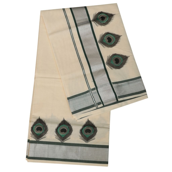 Traditional Kerala Saree With Mayilpeeli Design thumbnail 2