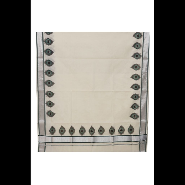 Traditional Kerala Saree With Mayilpeeli Design thumbnail 3