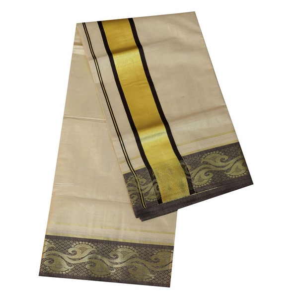 Traditional Kerala Saree With Black Design - image 2