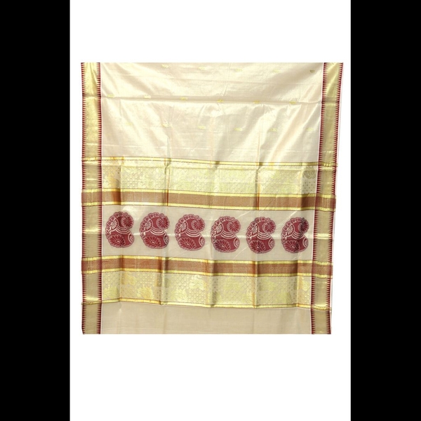 Traditional Golden Tissue Saree thumbnail 3