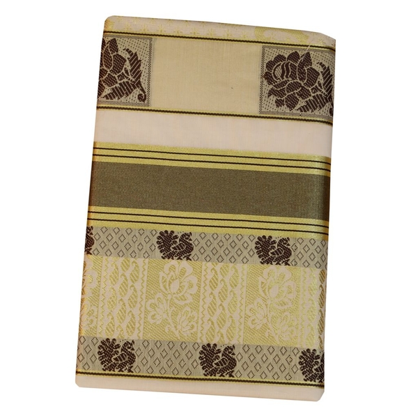 Traditional Kerala Saree With Golde And Black Design thumbnail 1