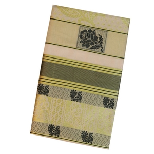 Traditional Kerala Saree With Gold And Green Design
