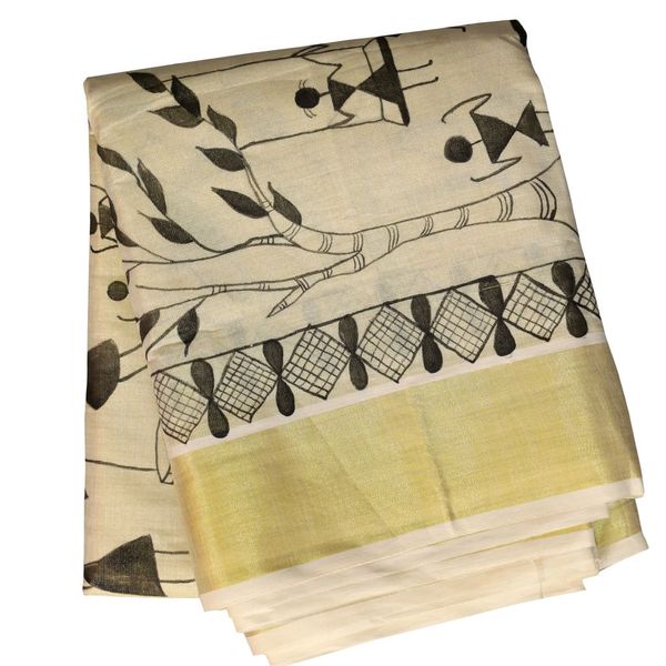Warli Painted Tissue Saree - image 2