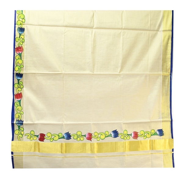 Special Hand Painted Kerala Kasavu Saree thumbnail 4