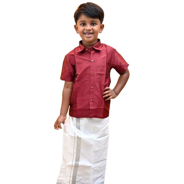 Silver Border Velcro Dhoti - image 1