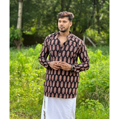 Men’s Multicolor Ajrakh-Inspired Printed Cotton Kurta