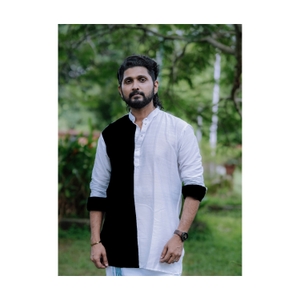 Half N Half Black And White Kurta For Men