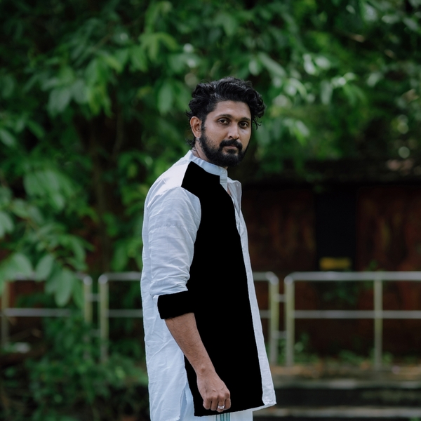 Half N Half Black And White Kurta For Men - image 2