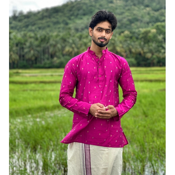 Purple Cotton Dobby Festive Kurta For Men - image 1