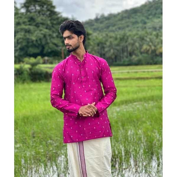 Purple Cotton Dobby Festive Kurta For Men thumbnail 2