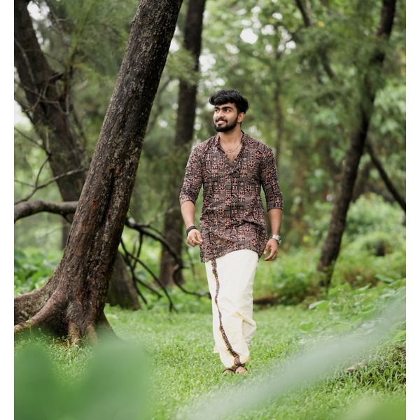 Ajrak Kurta Dhoti Set Combo For Men thumbnail 2