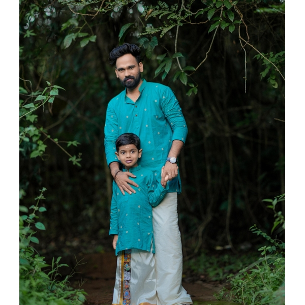 Turquoise Blue Kurta For Men thumbnail 3