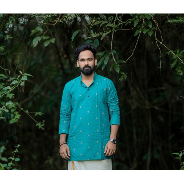 Turquoise Blue Kurta For Men - image 1
