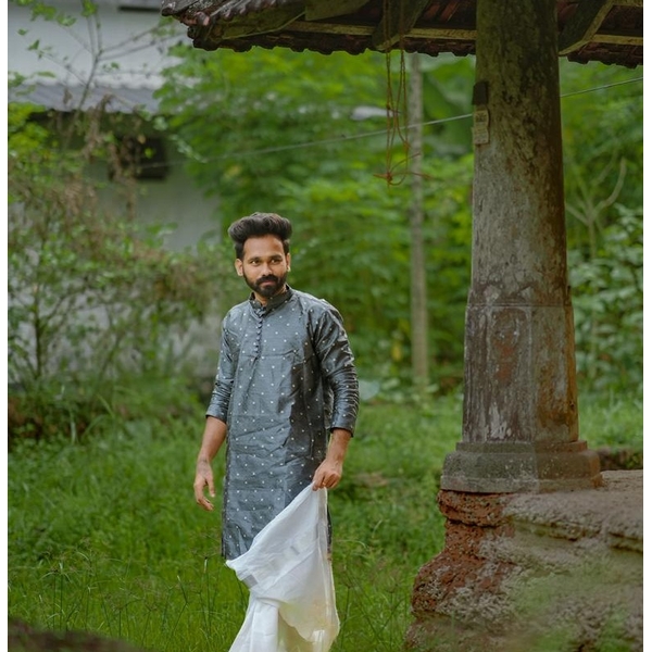 Grey Textured Ethnic Kurta For Men - image 2