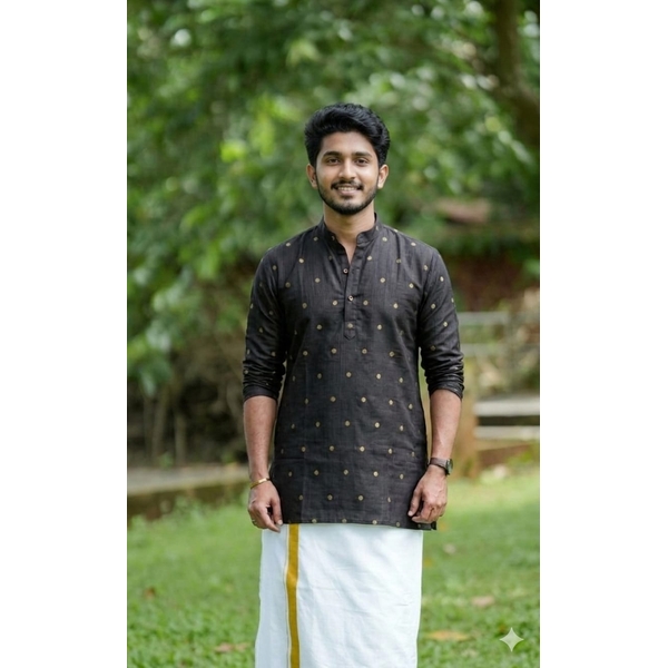 Black Zari Dot Kurta